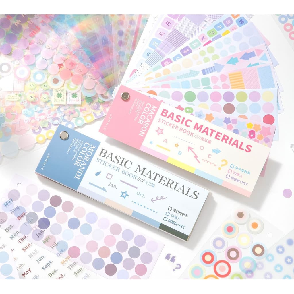 Cartão colorido básico adesivo livro ins estilo bonito ponto número padrão marca manual Material artesanal adesivos deco