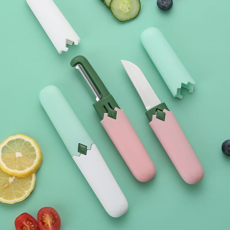 Faca multifuncional de duas cabeças para descascar frutas, faca dois em um, dormitório indispensável, descascador domést