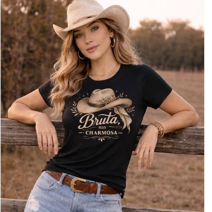 Camiseta Country Feminina Cowgirl Boiadeira Bruta Charmosa Rodeio Festa Do Peão Texas