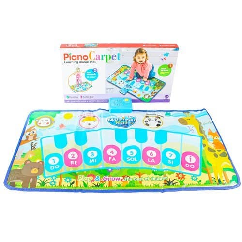 Tapete Musical Infantil Piano 8 Teclas Modos Musicais Educativo Azul