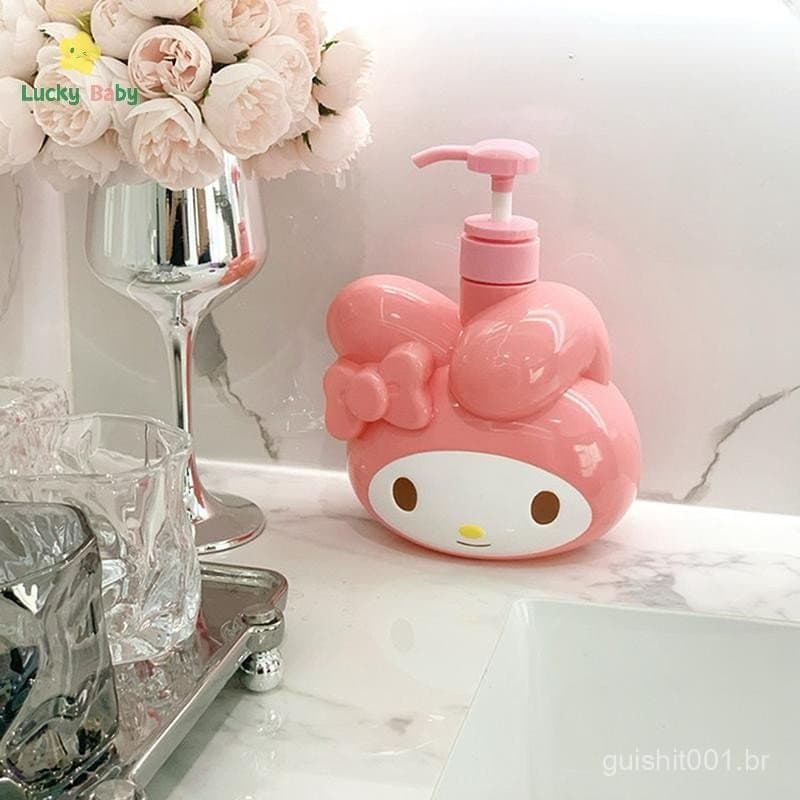 [Luckybaby-t] 900ml Sanrio Kuromi Garrafa De Sabão Kawaii Minha Melodia Shampoo Chuveiro Leite Sub-Loção Imprensa Armaze