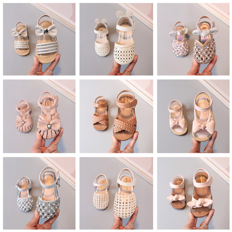 2026 verão novo estilo crianças bebê criança sapatos versão coreana Bowknot meninas sandálias antiderrapante sola macia