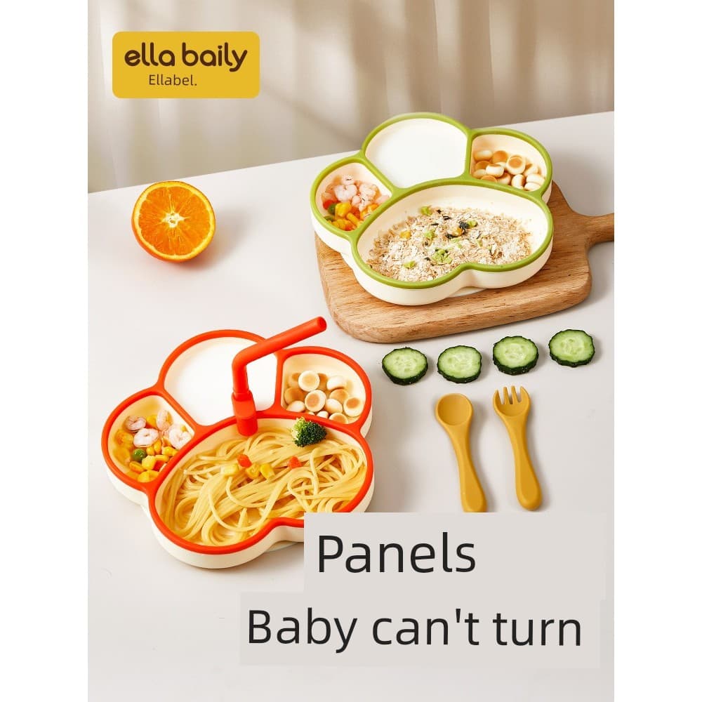 Prato infantil com ventosa Kit talher silicone bebê Tigela anti derramamento bebê Prato de jantar do bebê ventosa compar