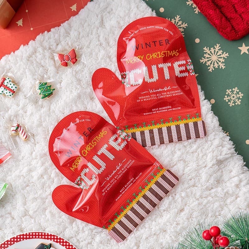 2026 natal luvas criativas saco de embalagem biscoitos cozimento doces floco de neve leite crocante data auto-adesivo au