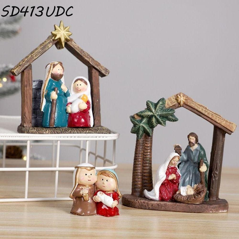 Estatueta Da Sagrada Família SD413UDC , Enfeites Clássicos De Manjedoura De Natal De Desenho Animado , Decorativa De Jes