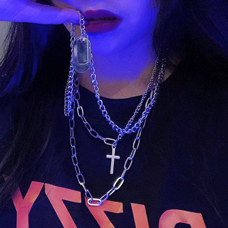 colar aço inoxidável colar femenino Letras estilo rua Wear colar feminino ins estilo Hip-Hop versão coreana camisola m