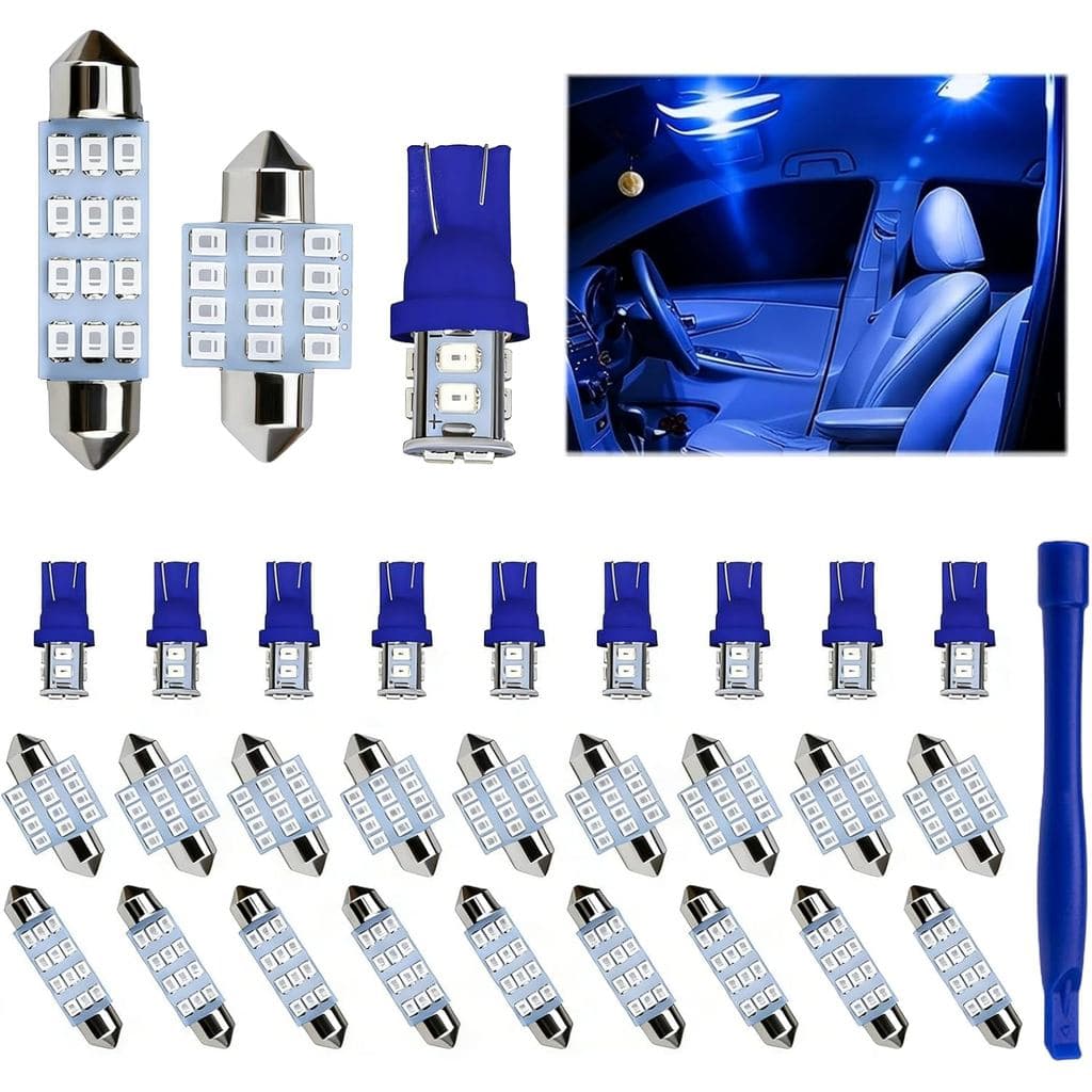 Kit de 24 Lâmpadas LED para Interior de Carro, Luz de Teto Compatível com 194 T10 DE3175 578 31mm 42mm, Substituição par
