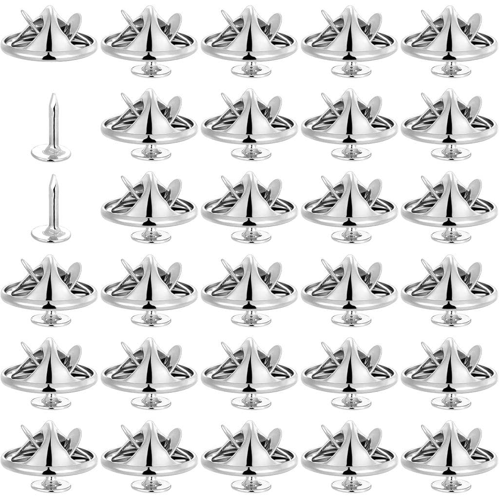 ElevateTech Substituição de Fechos de Metal para Pins, 50 Pares de Fechos Borboleta Prateados, Fixadores de Pin com Trav
