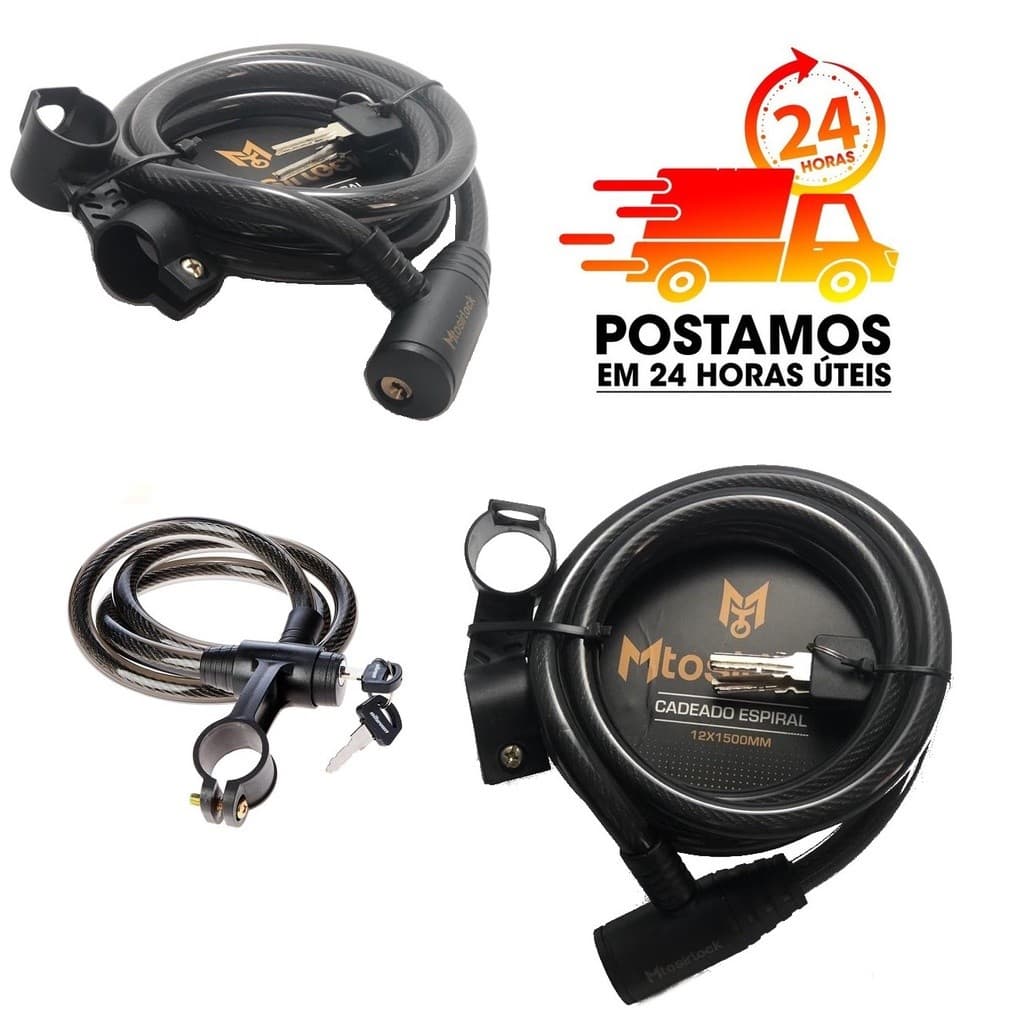 CORRENTE CADEADO TRAVA BICICLETA CHAVE AÇO BIKE MOTO ( MEDIDAS: 4,5 x 12 x 1500MM )