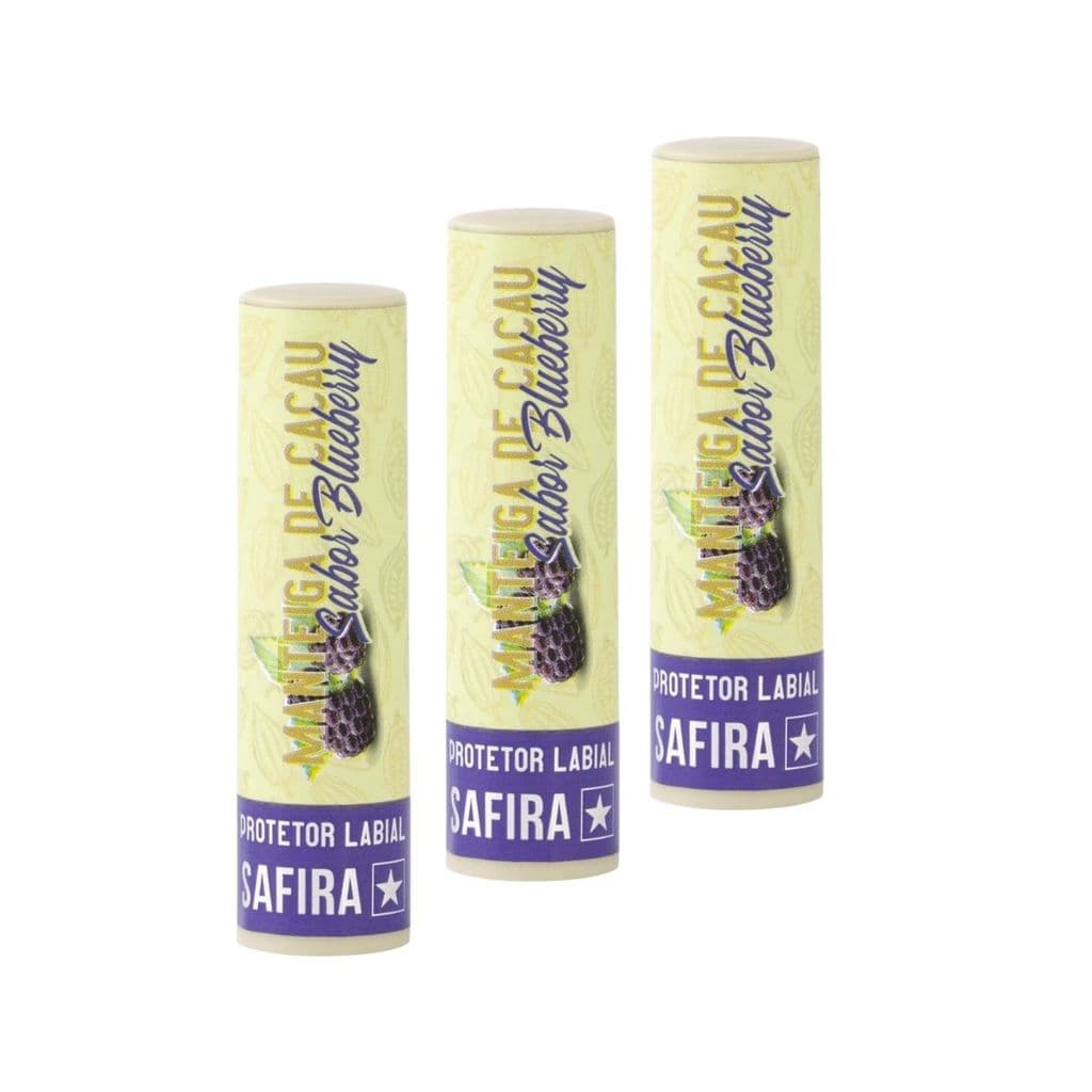 Kit 3 Manteiga De Cacau Protetor Labial Blueberry Safira