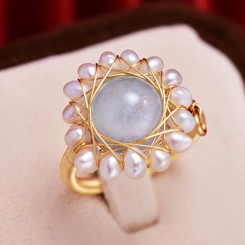 Anel aberto feminino luz luxo imitação pérola Retro nicho Design influenciador luz luxo estilo legal índice dedo anel ac