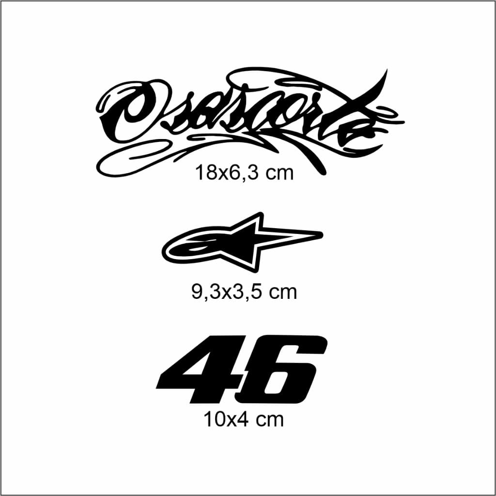 Kit 3 Adesivos Para Motos Bike Bicicleta Capacete Osascorte Alpinestar 46 Recorte Envio Rapido