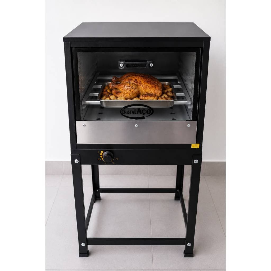 Forno Industrial 80 Litros A Gás Cristal Aço Porta Vidro Com Cavalete Incluso