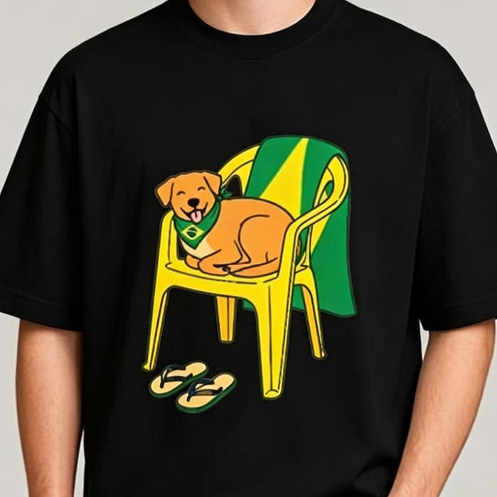 Camiseta Unissex Brasil Cachorro Caramelo Patriota T-shirt Masculina 100% Algodão copo do mundo streewear