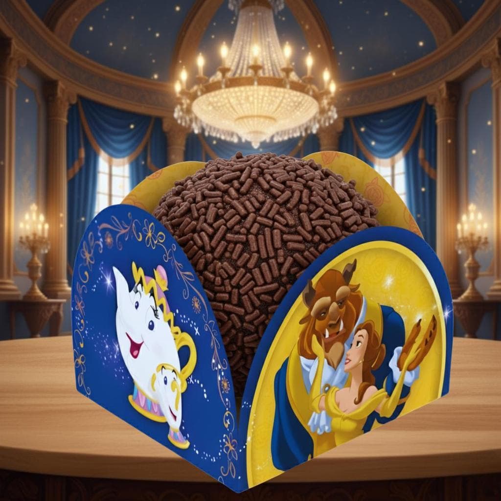 Porta Forminhas Doces A Bela e a Fera Princesa Disney Festa Aniversário Kit 50 a 200 Unidades