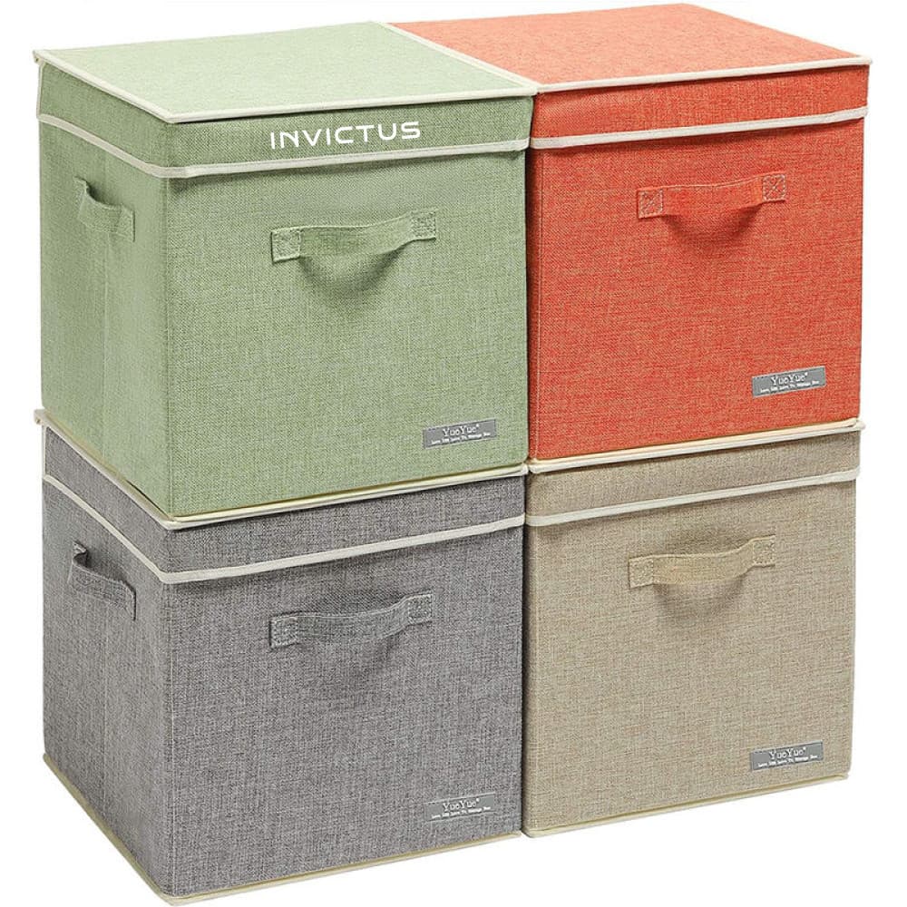 Cesto Organizador Caixa Dobrável Com Tampa Multiuso Casa 33x33x33 Espaçoso Objetos Roupas Íntimas