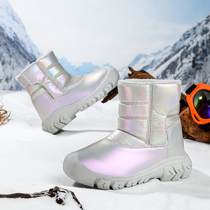 Crianças botas de neve meninas forro de inverno engrossado sapatos de algodão quente meninos de sola grossa impermeável