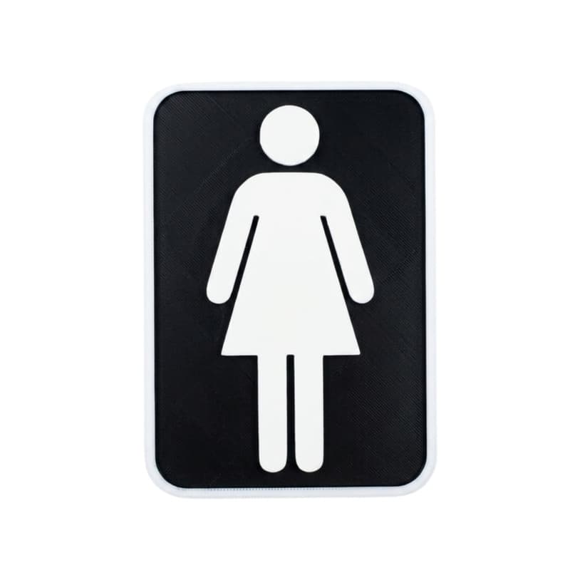 Placa Banheiro Feminino 3D Sinalização Porta Preta Ecológica Premium