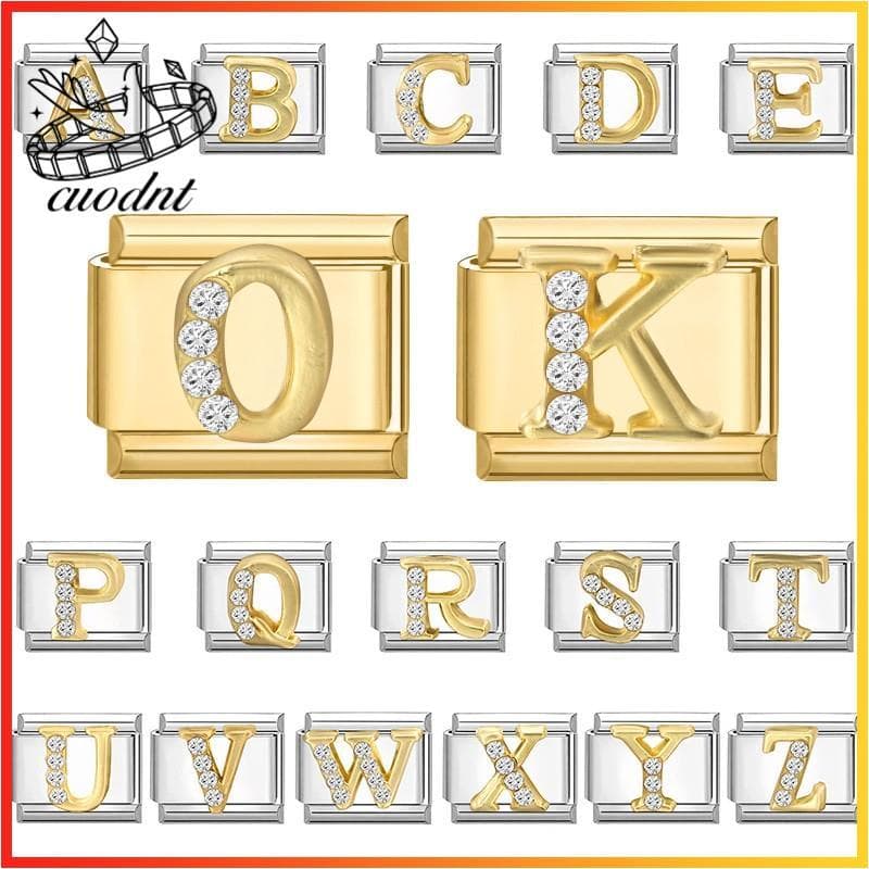 Prata Base Dourada Letras Inglesas Charme Italiano Pulseira Caber 9mm De Aço Inoxidável Jóias Fazendo Acessórios DIY Ret