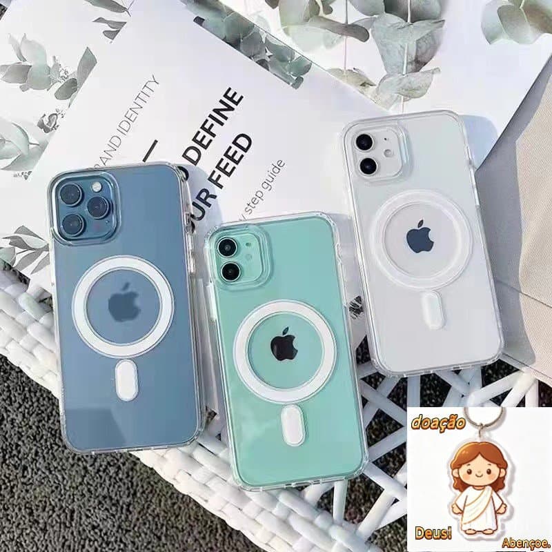 Capa Magnética Premium Para Carregador Sem Fio Magsafe Iphone 11 12 13 14 15 Xr X Xs 7 8