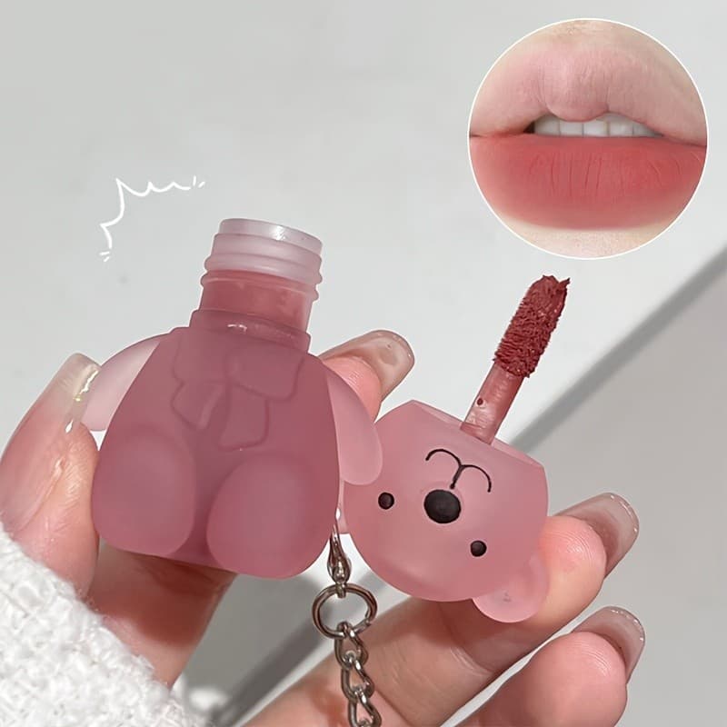 Cute Bear Velvet Lip Gloss Matte Lip Gloss Sedoso Baixo Saturado Lip Gloss