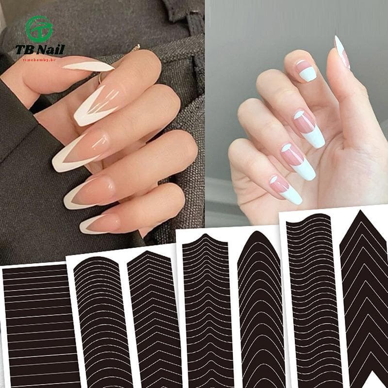 TB-Prego Francês Manicure Borda Auxiliar Stier Linha Ondulada DIY Dicas De Arte Do Guias Stiers Estêncil Tiras Ferrament