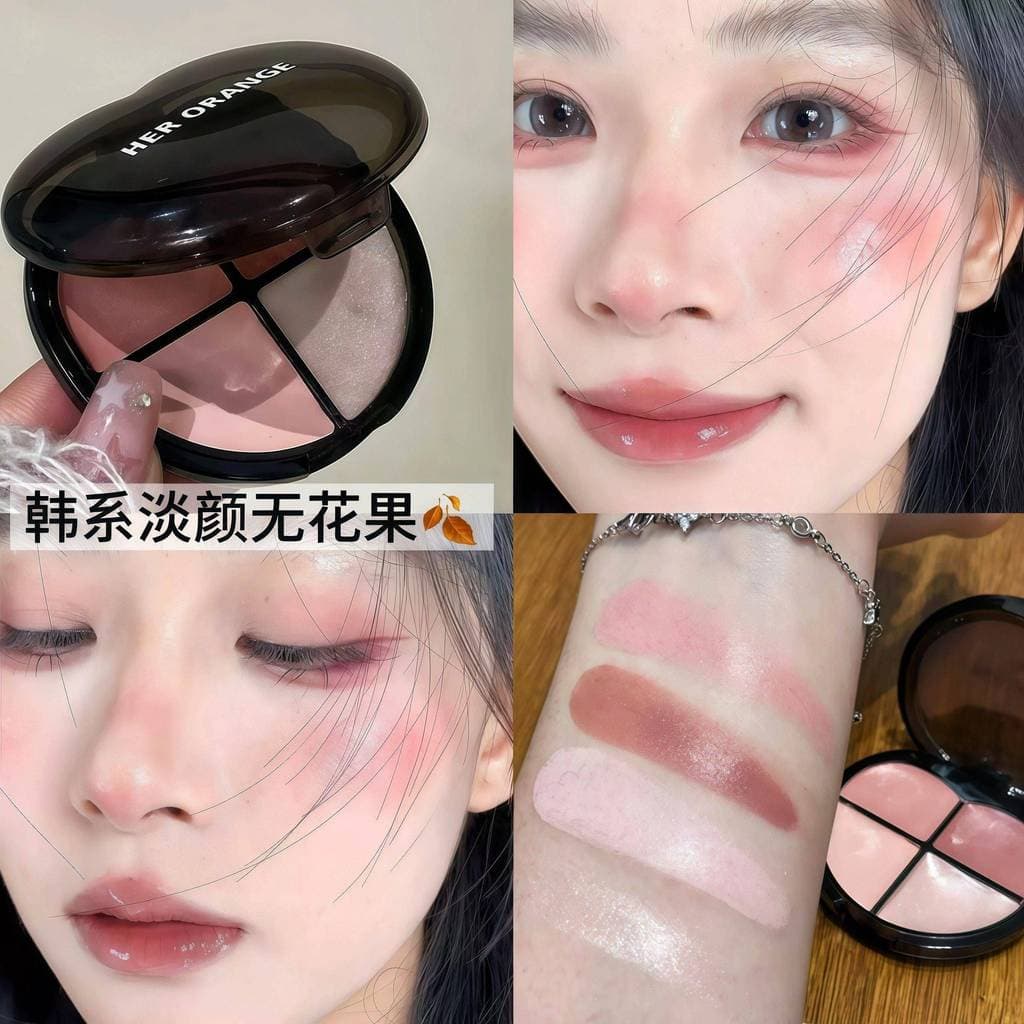 Cor de Figo de Rosto Leve Genuína!Quatro cores Blush creme brilho de água destaque iluminando sombra multiuso creme atmo