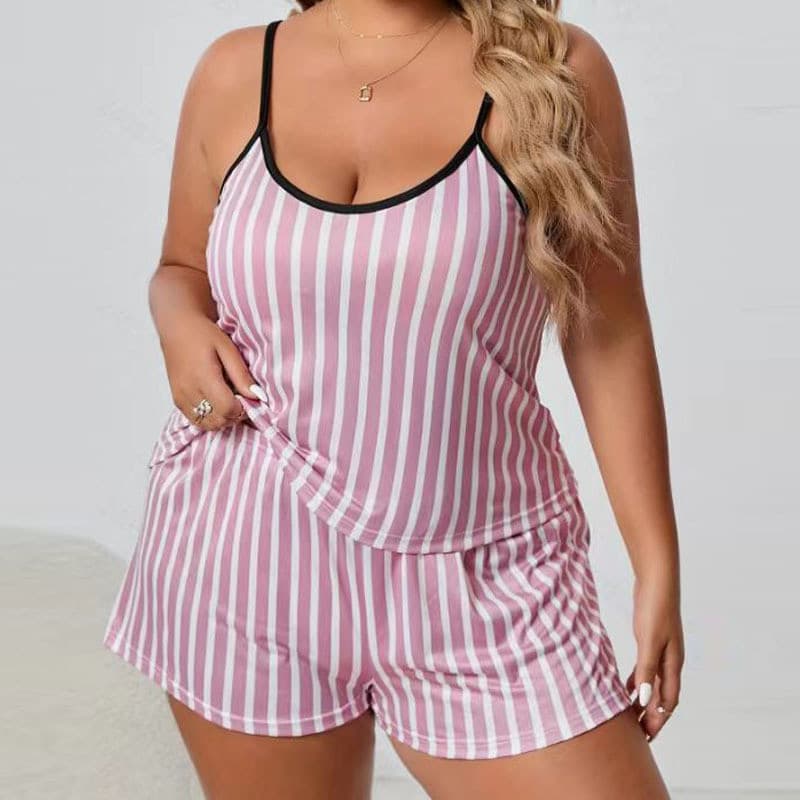 Conjunto Pijama Plus Size Regata e Shorts Estampados Macio Respirável, Confortável para Descanso Doméstico