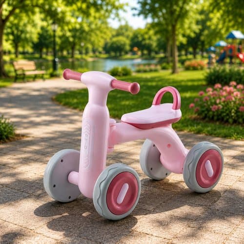 Mine Bike Bicicleta De Equilíbrio Infantil com Luzes 4 Rodas Sem Pedal Rosa A Parir de 12 Meses Unitoys Presentes Oferta