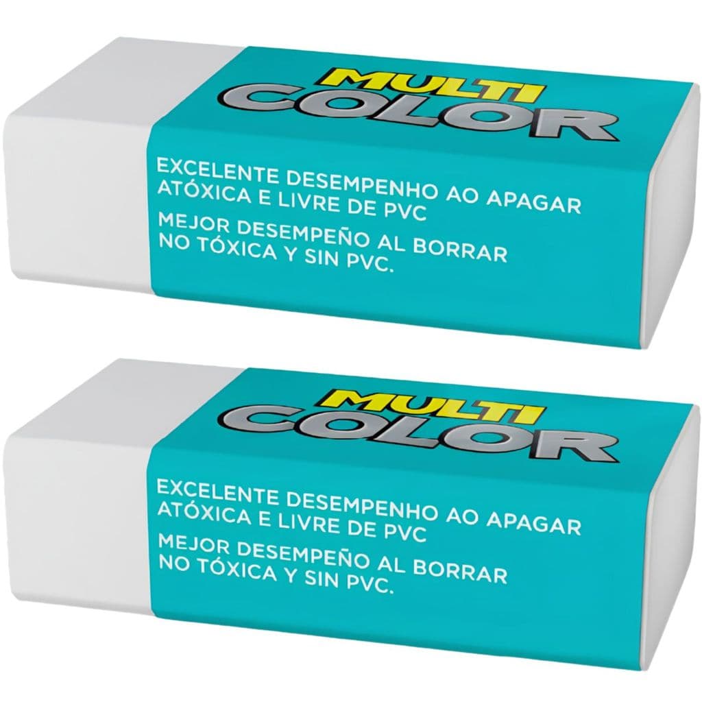 Borracha  Branca Simples Capa Papel Faber Multicolor 2 Unid