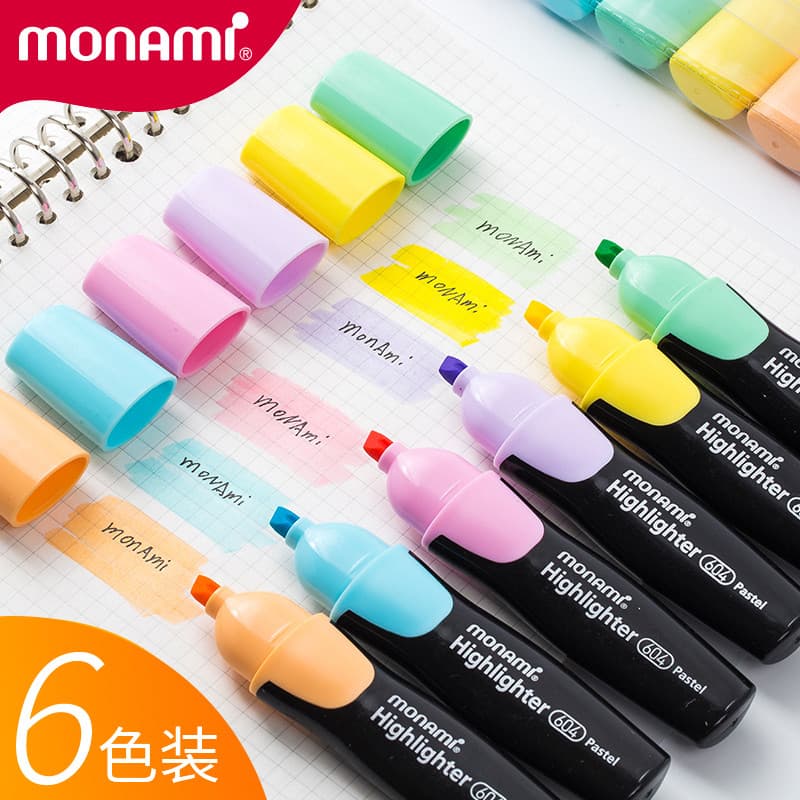 Coreia Coreia Munami Marcador de grande capacidade Macaron Cor Pequena Caneta de luz prateada fresca Estudantes usam can