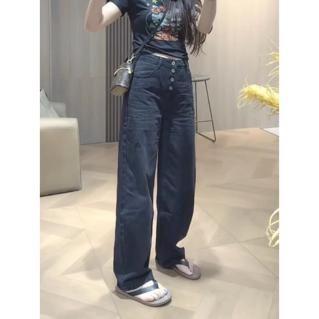 2025 outono novo estilo cintura alta estilo ocidental Jeans retos feminino tamanho grande solto mais magro olhar forma d