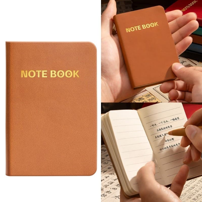 Bom Caderno PU De Capa Mole De Tamanho De Bolso 196 Páginas Amplamente Forrado Para Anotações Diárias