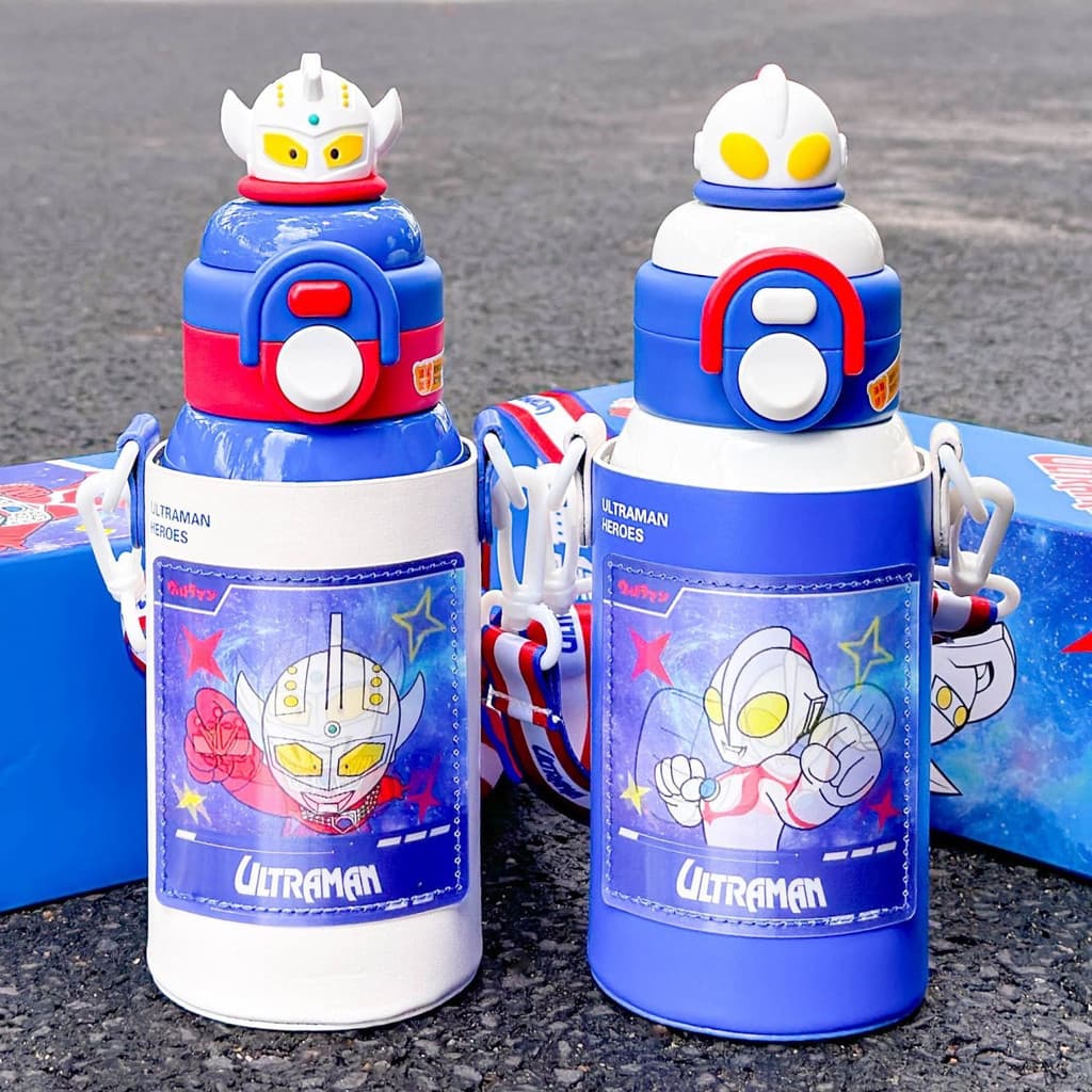 Ultraman copo térmico infantil resistente a choques menino bonito palha dedicada 316 aço inoxidável resistente à umidade