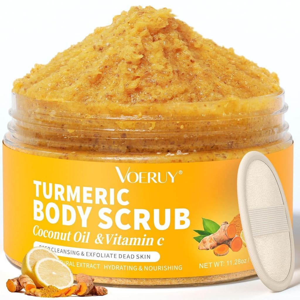 Esfoliante Corporal VOERUY, Esfoliante Corporal de Cúrcuma, com Óleo de Coco e Vitamina C, Esfoliante para a Área do Biq