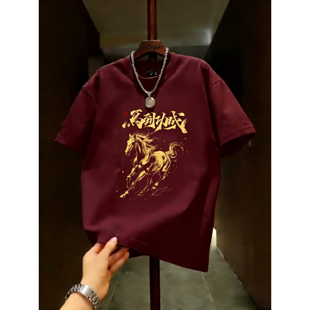 Novo estilo impresso puro algodão de manga curta masculino verão Street Wear em torno do pescoço camiseta All-Match magr