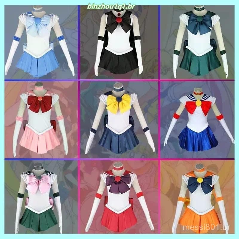 Novidades em Cosplay de Anime Sailor Moon, Fantasia de Sailor, Tsukino Usagi, Chibiusa, Vestidos JK Moon, Laço, Luvas, O