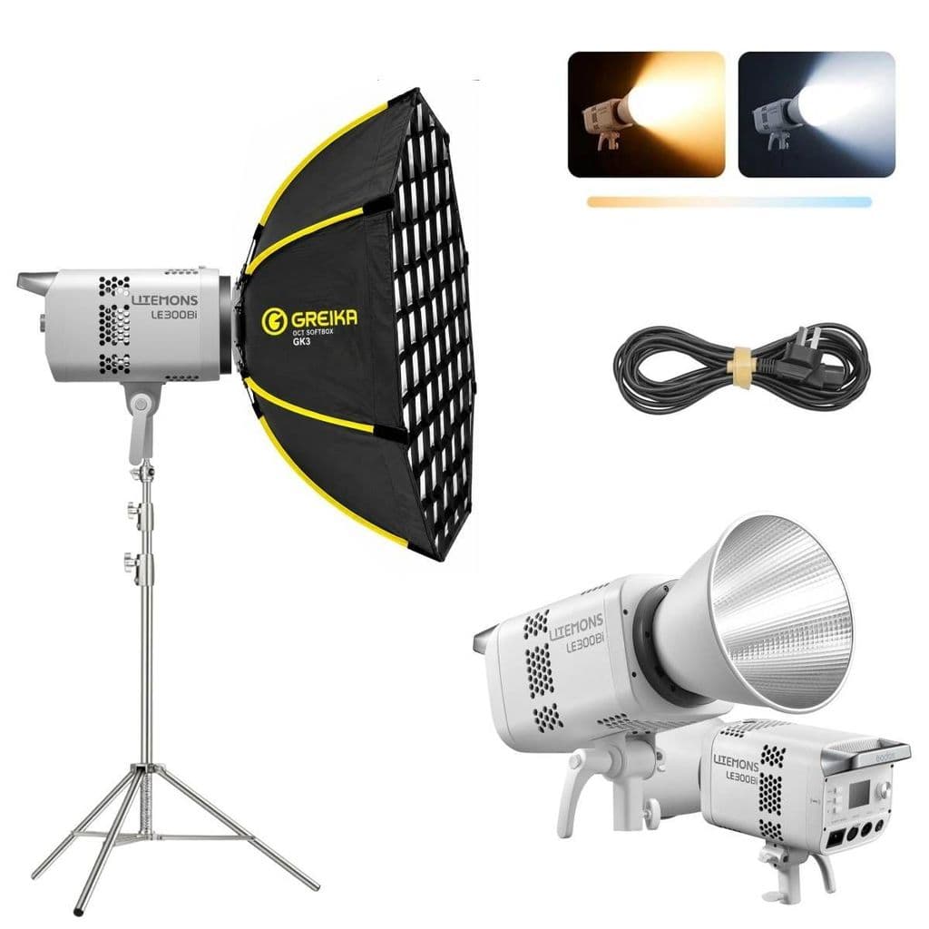 Kit Led Iluminador 300w Com Tripé Inox 2 Metros E Softbox Greika