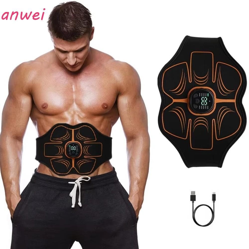 ANWEI Abs Trainer , Cinto Abdominal Elétrico Portátil , Estimulador Muscular EMS Sem Fio De Recarga USB