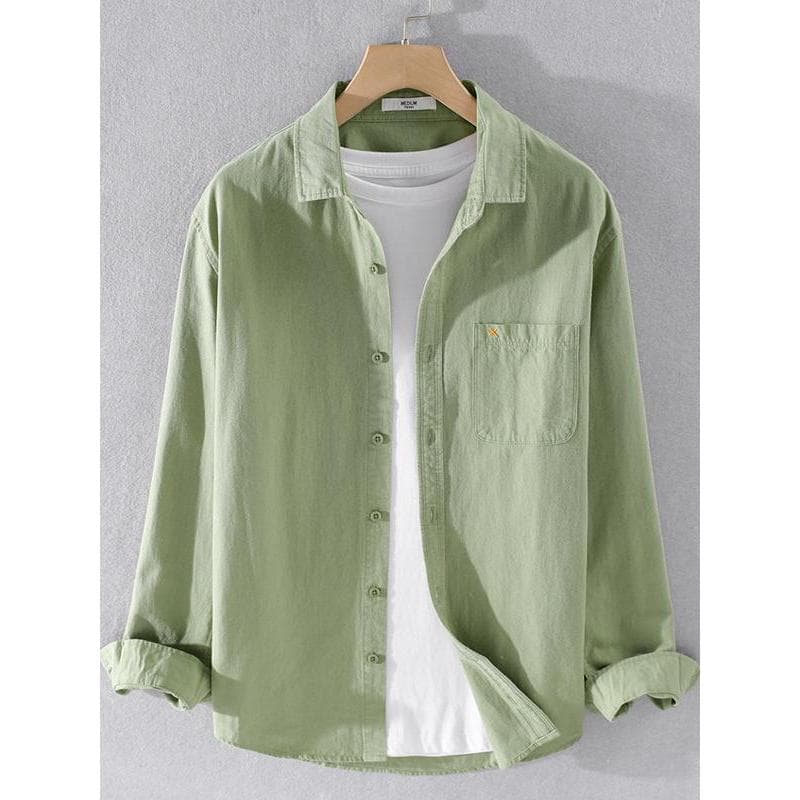 Primavera outono masculino Casual de manga comprida camisa de algodão puro masculino japonês Retro juventude algodão Wor