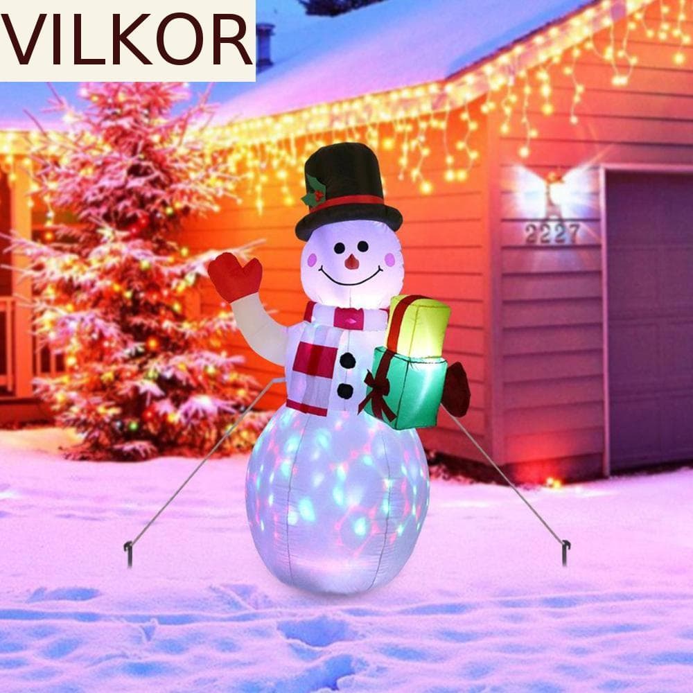 VILKOR Boneco De Neve Inflável Natal Com Luzes LED Giratórias Quintal Iluminado Explodir Decoração De Casa Boneca De Ilu