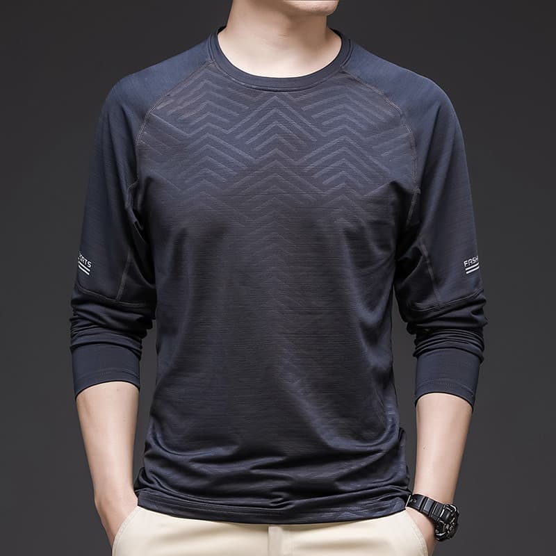 Em torno do pescoço de manga comprida camiseta masculina primavera outono confortável moda na moda bonito solto tamanho