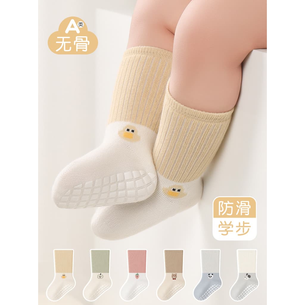 Meias de chão para bebês, meias antiderrapantes para resfriamento de bebês, primavera outono, estilo fino, algodão puro,