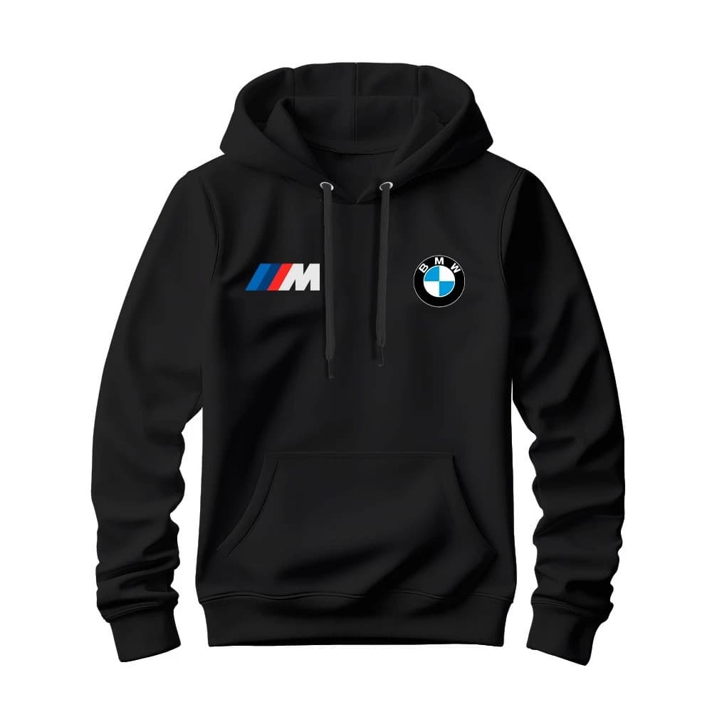 Moletom Blusa De Frio BMW Com Capuz E Bolso Canguru Casaco Unissex Motorsport Esportivo Casual