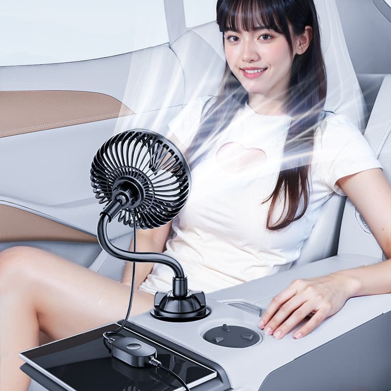 Ventilador de carro 24v caminhão grande 12V refrigeração USB conectado ao suporte de copo do carro ventilador de cabeça