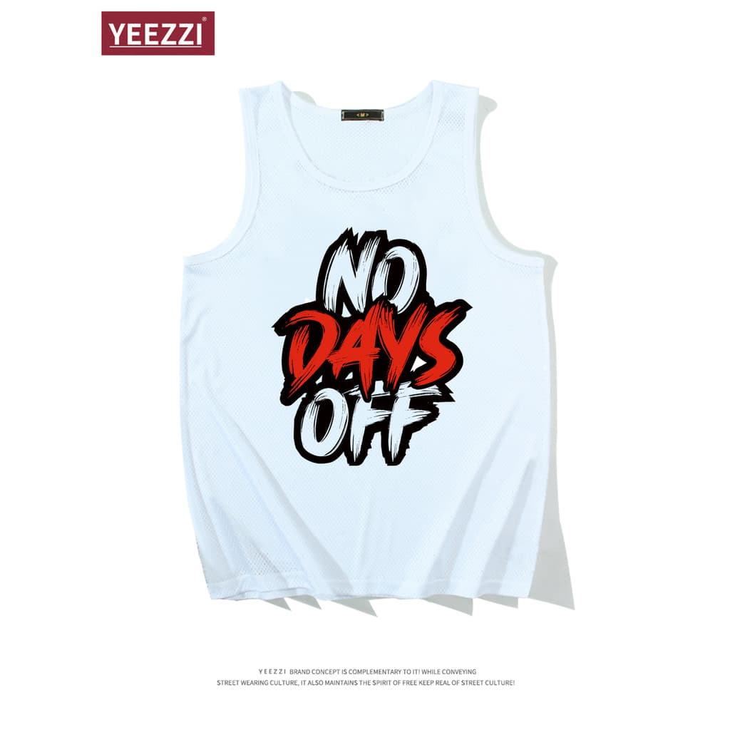 NO DAYS OFF Colete casual americano de secagem rápida, colete esportivo Fitness, casual, sem mangas, malha estampada