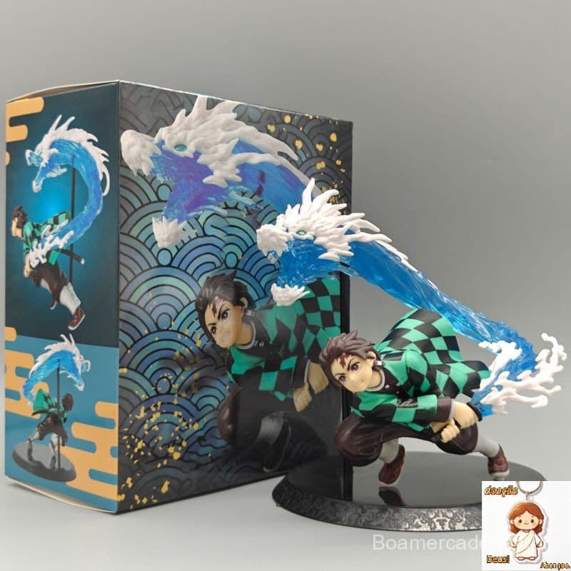 18cm Kimetsu No Yaiba Figura Tanjiro Luta Zenitsu Chama Pilar Vulcan Anime Periférico Caixa Ornamento Presente