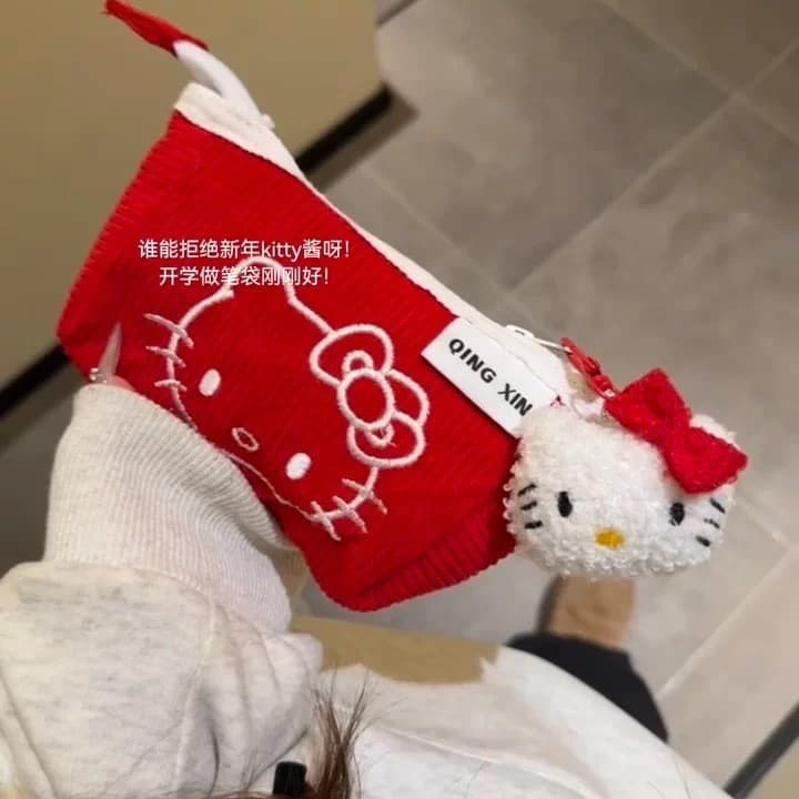 Estojo De Lápis De Grande Capacidade Caixa Gato Vermelho De Papelaria Portátil Instagram Bolsa De Cosméticos Presente Pr