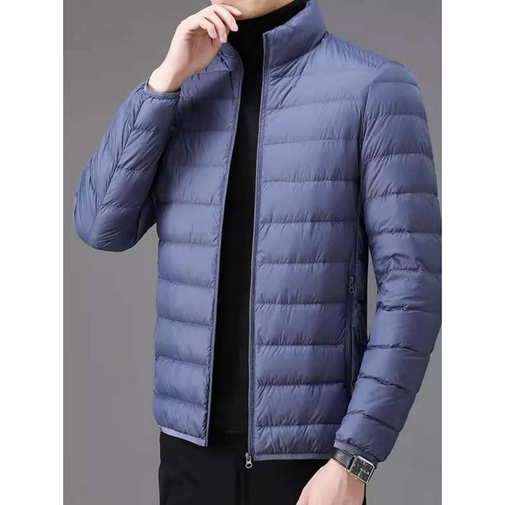 Inverno leve para baixo acolchoado jaqueta masculina curto tamanho grande Casual gola alta térmica topo pai jaqueta acol