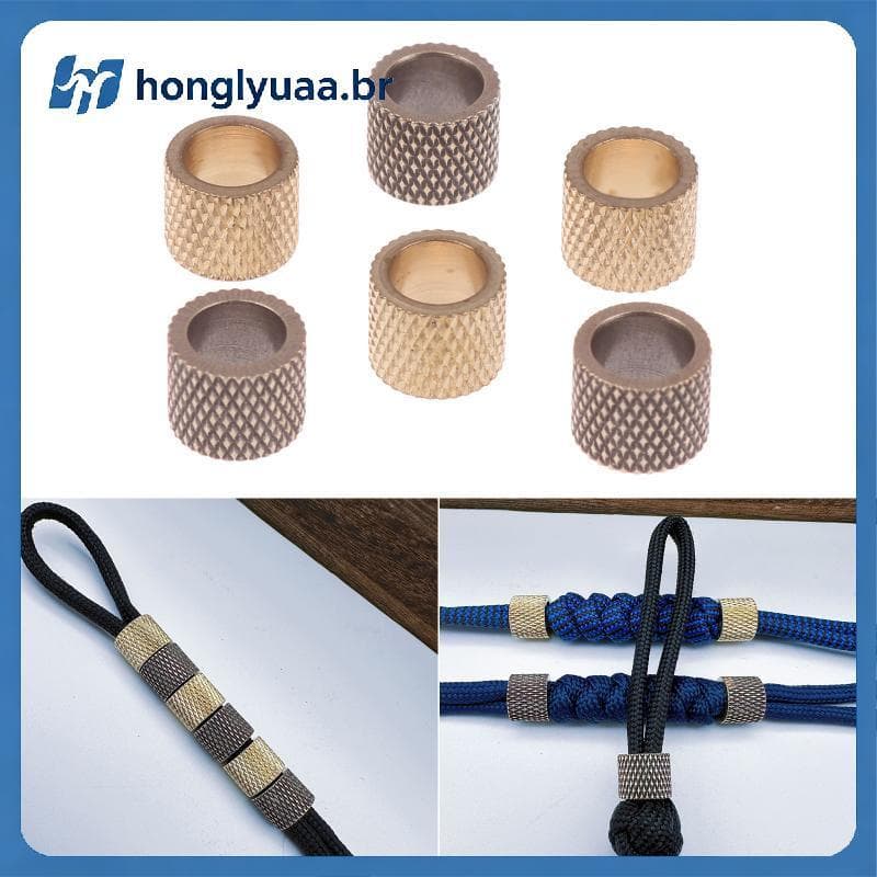 Contas De Cordão De Cilindro De Latão Pa 2 Serrilhadas Para Acessórios DIY Paracord Caminhadas Ao Ar Livre Projetos De A